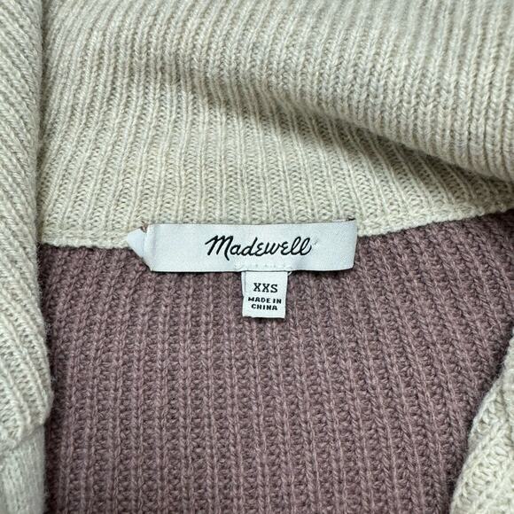 MADEWELL Glenbrook Half-Zip Pullover Sweater in Colorblock Size XXS Ribbed Wool - Picture 6 of 10